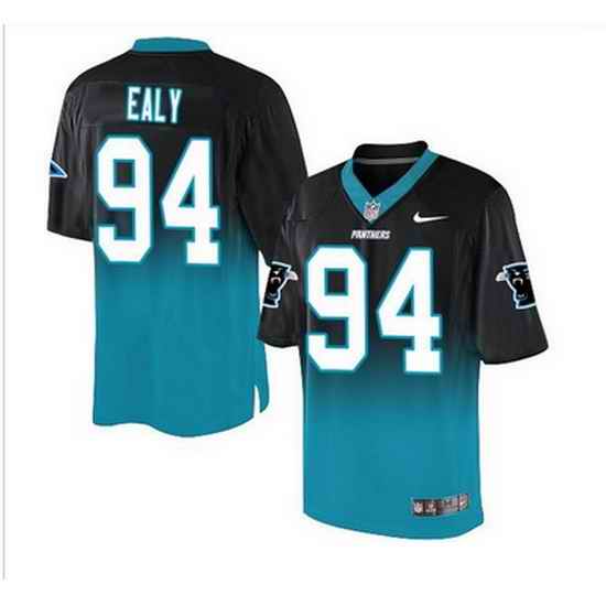 Nike Carolina Panthers #94 Kony Ealy BlackBlue Mens Stitched NFL Elite Fadeaway Fashion Jersey